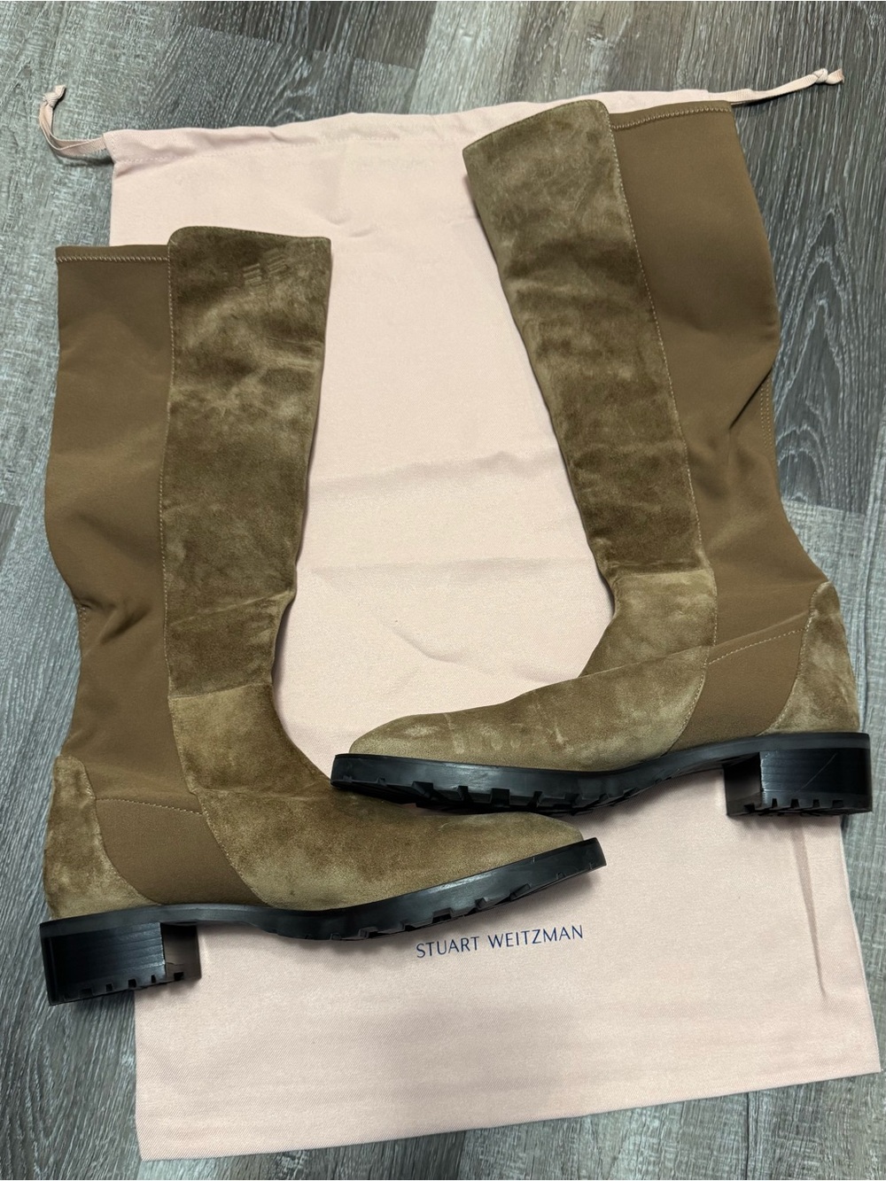 Stuart Weitzman Olive Green Suede Over-the-Knee Boots - Picture 2 of 5